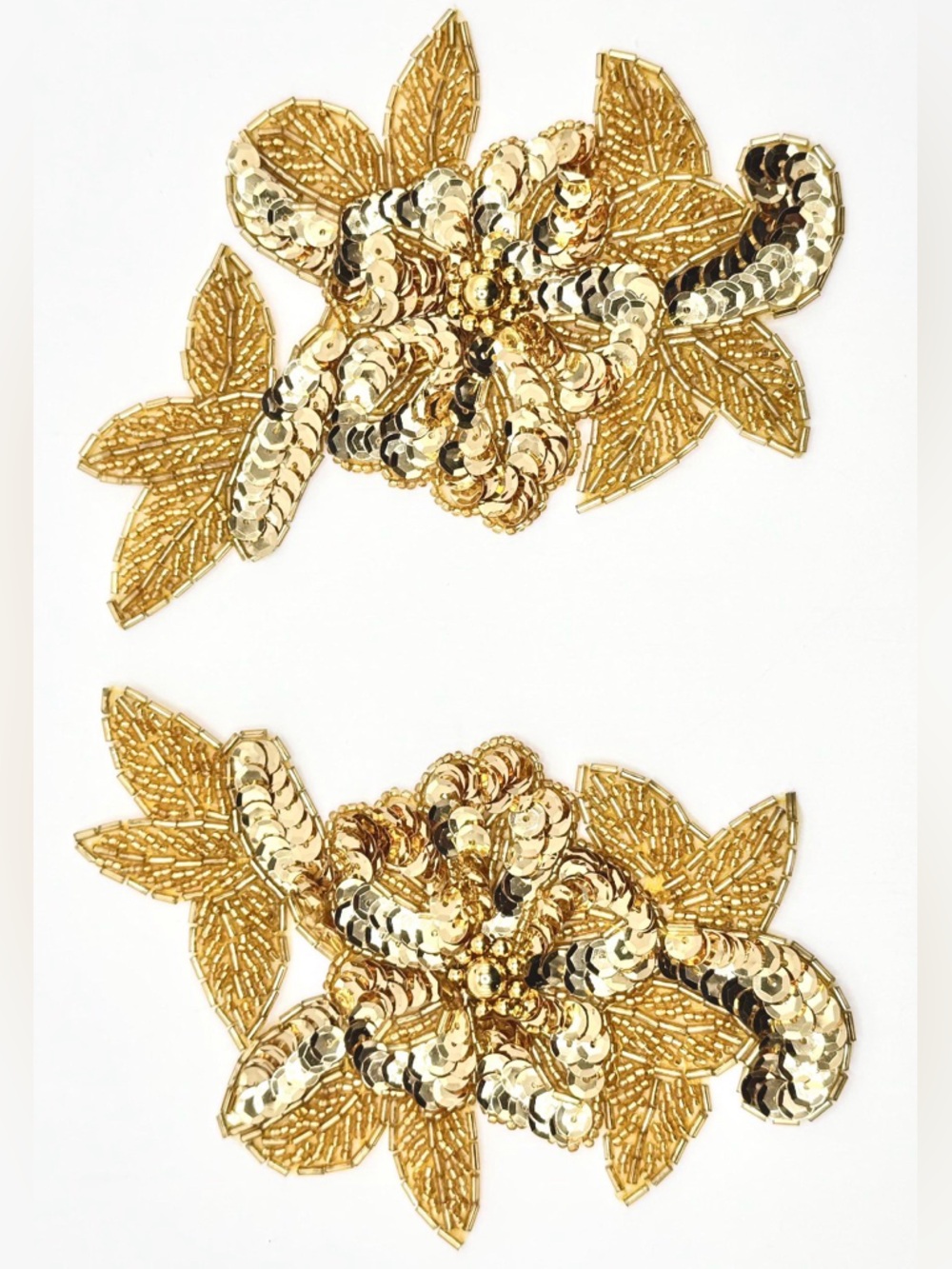 Gold Sequin Beaded Floral Large Patches